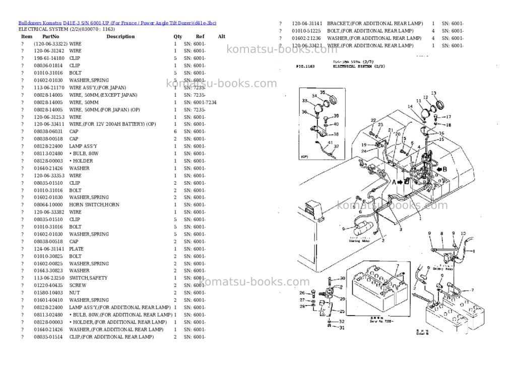 Komatsu d41e-3 s/n 6001-up for france / power angle tilt dozer Parts catalog cover Page 6 Komatsu d41e-3 s/n 6001-up for france / power angle tilt dozer Parts catalog cover Page 6
