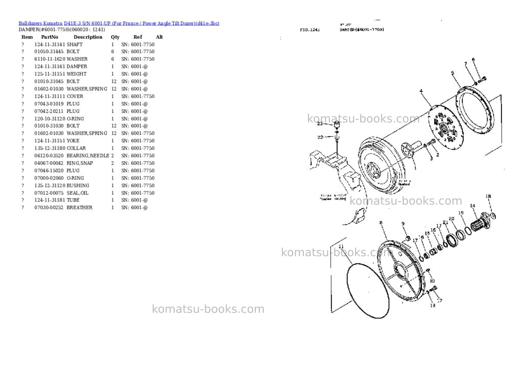 Komatsu d41e-3 s/n 6001-up for france / power angle tilt dozer Parts catalog cover Page 8 Komatsu d41e-3 s/n 6001-up for france / power angle tilt dozer Parts catalog cover Page 8