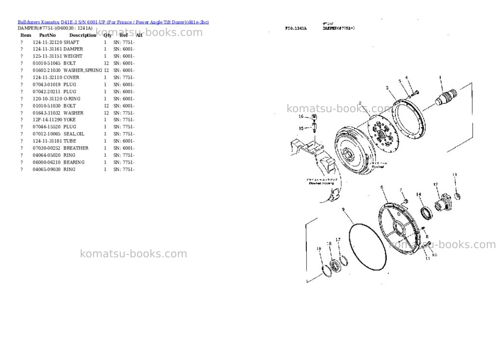 Komatsu d41e-3 s/n 6001-up for france / power angle tilt dozer Parts catalog cover Page 9 Komatsu d41e-3 s/n 6001-up for france / power angle tilt dozer Parts catalog cover Page 9