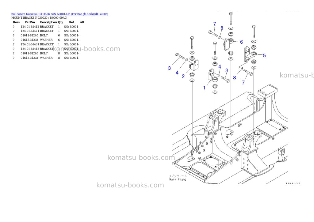 Komatsu D41E-6K S/N 50001-UP (For Bangladesh) Parts catalog cover Page 2 Komatsu D41E-6K S/N 50001-UP (For Bangladesh) Parts catalog cover Page 2