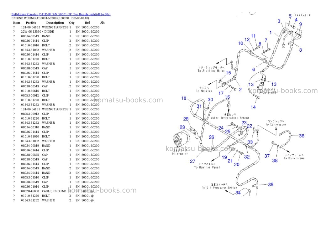 Komatsu D41E-6K S/N 50001-UP (For Bangladesh) Parts catalog cover Page 6 Komatsu D41E-6K S/N 50001-UP (For Bangladesh) Parts catalog cover Page 6