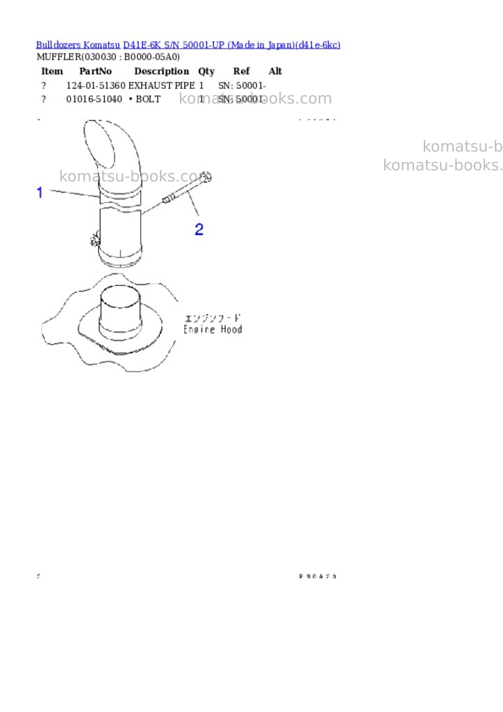 Komatsu D41E-6K S/N 50001-UP (Made in Japan) Parts catalog cover Page 2 Komatsu D41E-6K S/N 50001-UP (Made in Japan) Parts catalog cover Page 2