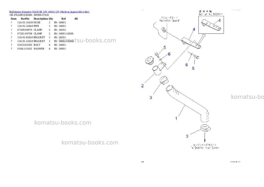 Komatsu D41E-6K S/N 50001-UP (Made in Japan) Parts catalog cover Page 3 Komatsu D41E-6K S/N 50001-UP (Made in Japan) Parts catalog cover Page 3