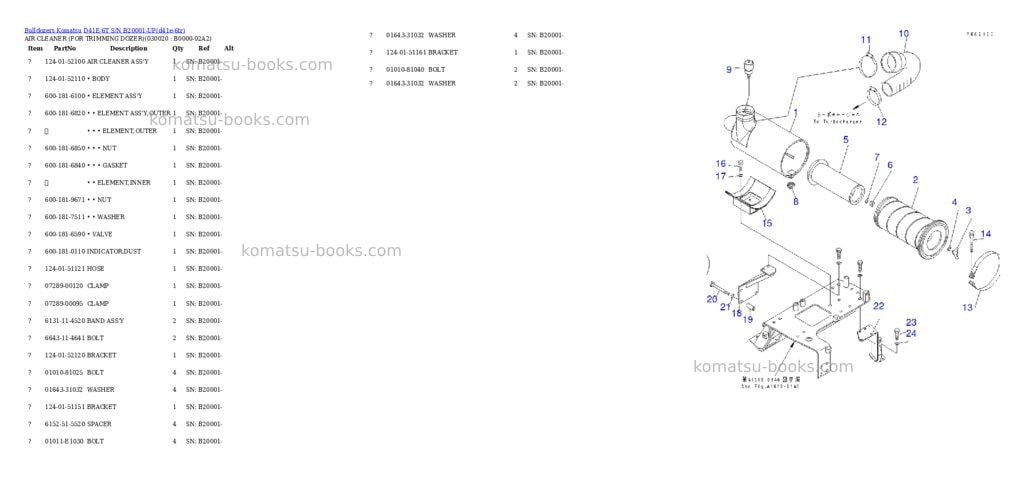 Komatsu d41e-6t s/n b20001-up Parts catalog cover Komatsu d41e-6t s/n b20001-up Parts catalog cover