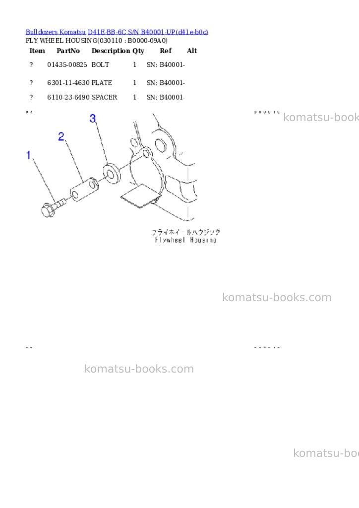 Komatsu D41E-BB-6C S/N B40001-UP Parts catalog cover Page 10