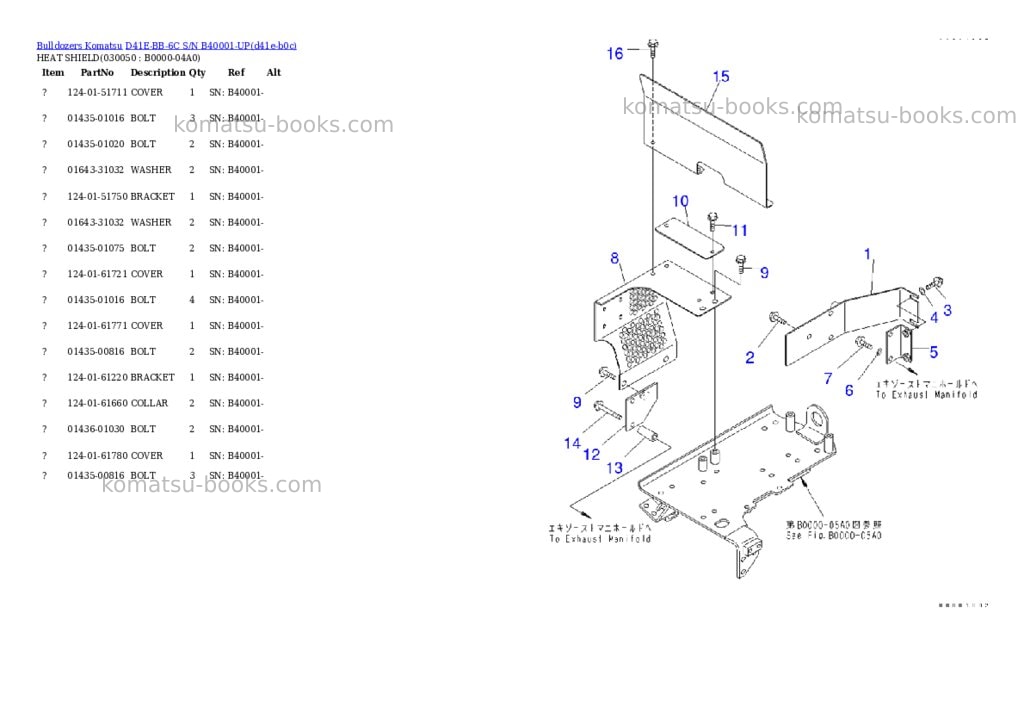 Komatsu D41E-BB-6C S/N B40001-UP Parts catalog cover Page 4