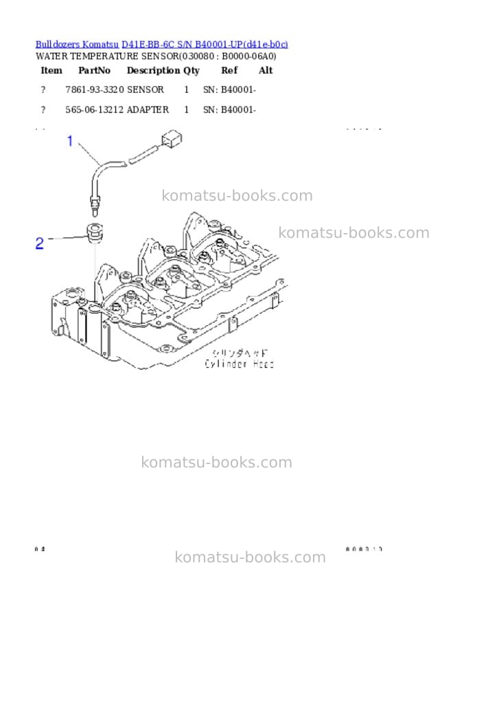 Komatsu D41E-BB-6C S/N B40001-UP Parts catalog cover Page 7