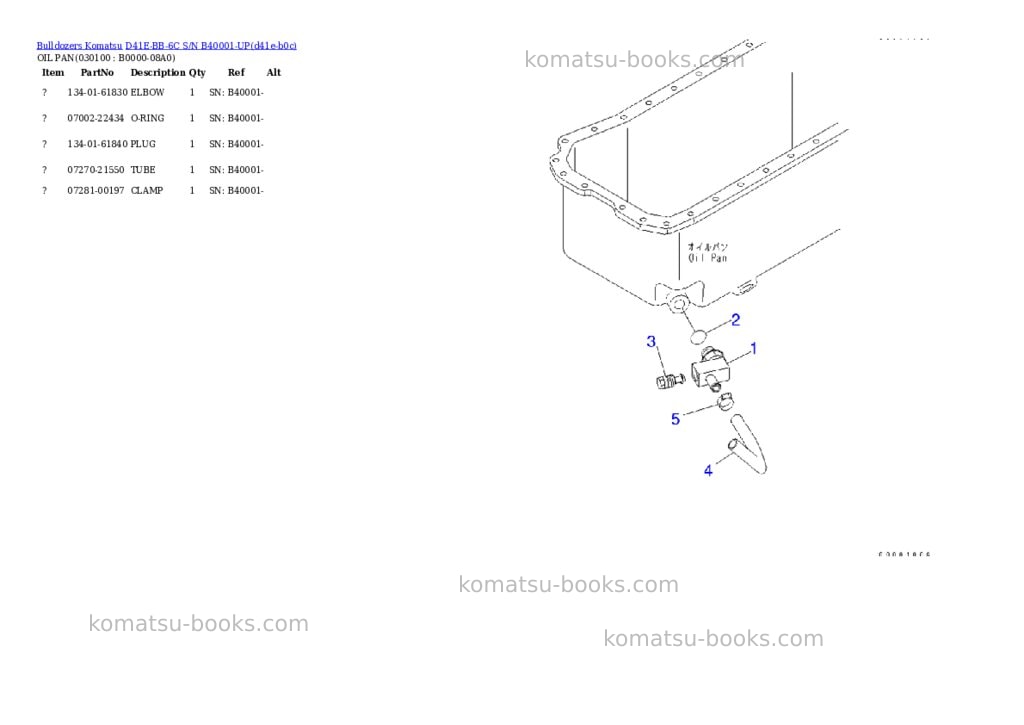 Komatsu D41E-BB-6C S/N B40001-UP Parts catalog cover Page 9