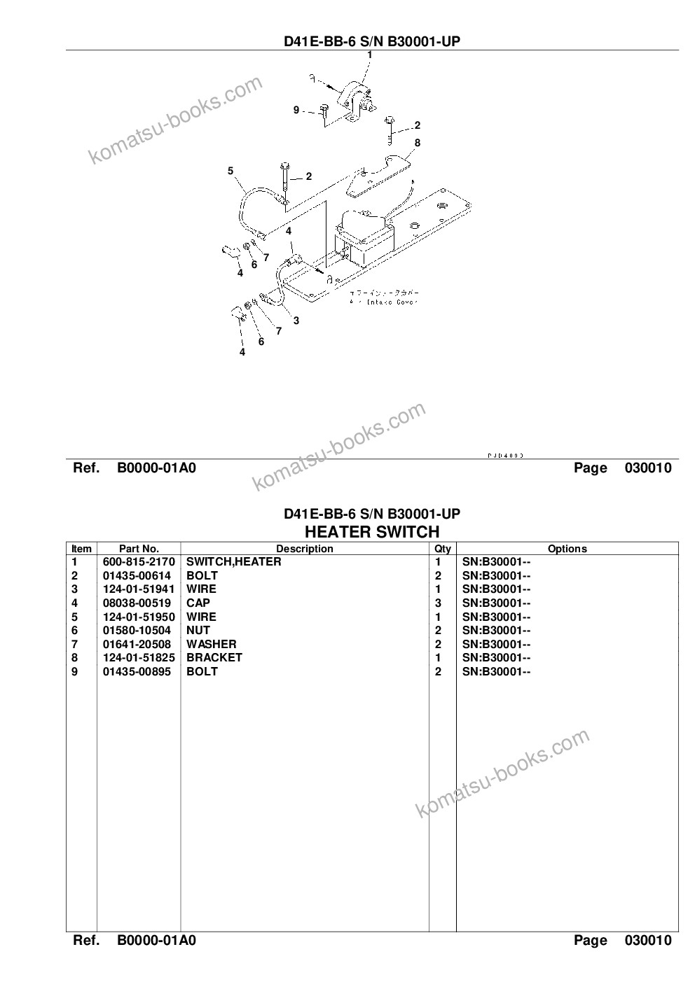 Komatsu d41e-6 s/n b30001-b40000 Parts catalog cover Page 3 Komatsu d41e-6 s/n b30001-b40000 Parts catalog cover Page 3