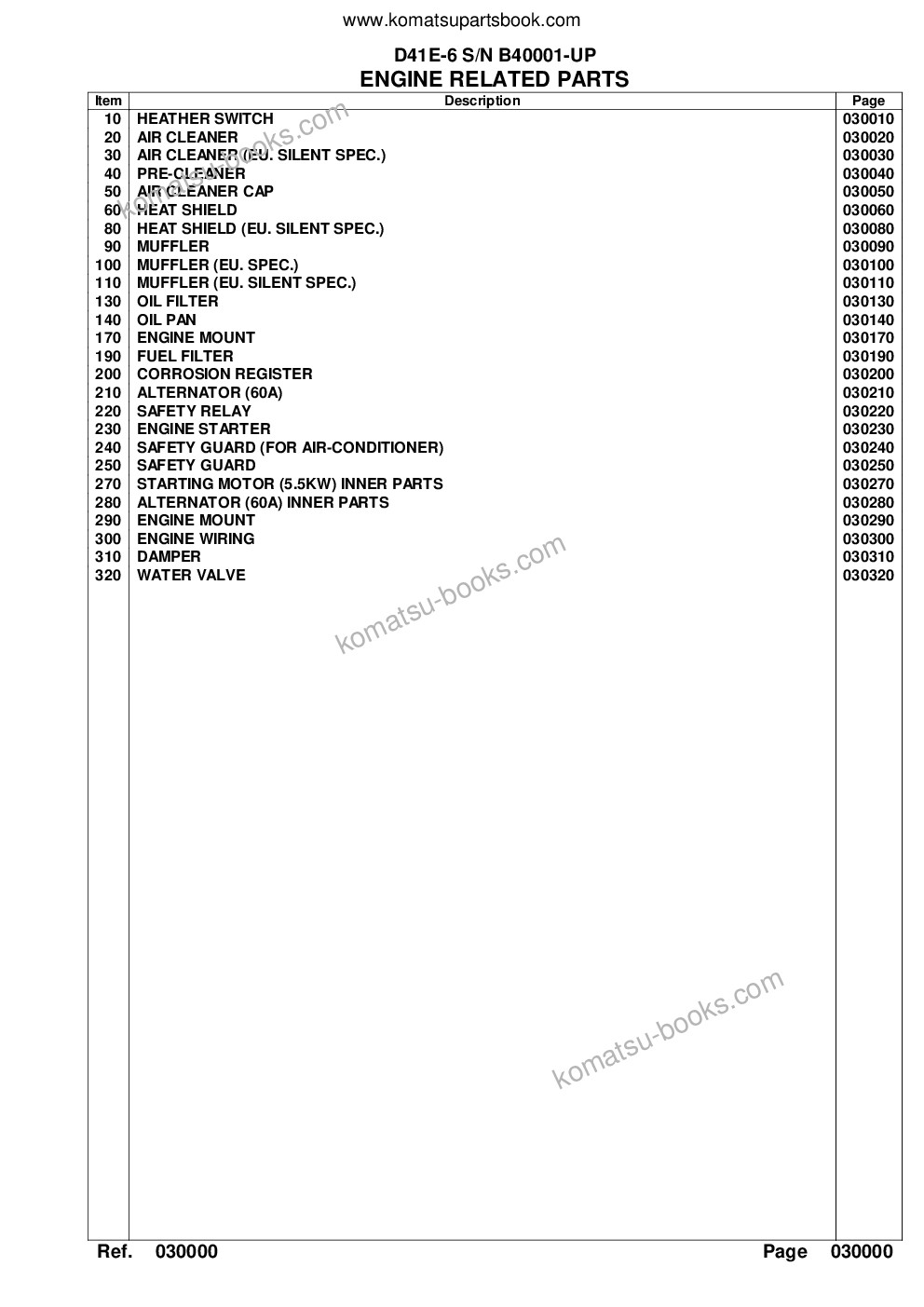 Komatsu d41e-6 s/n b40001-up Parts catalog cover Page 2 Komatsu d41e-6 s/n b40001-up Parts catalog cover Page 2
