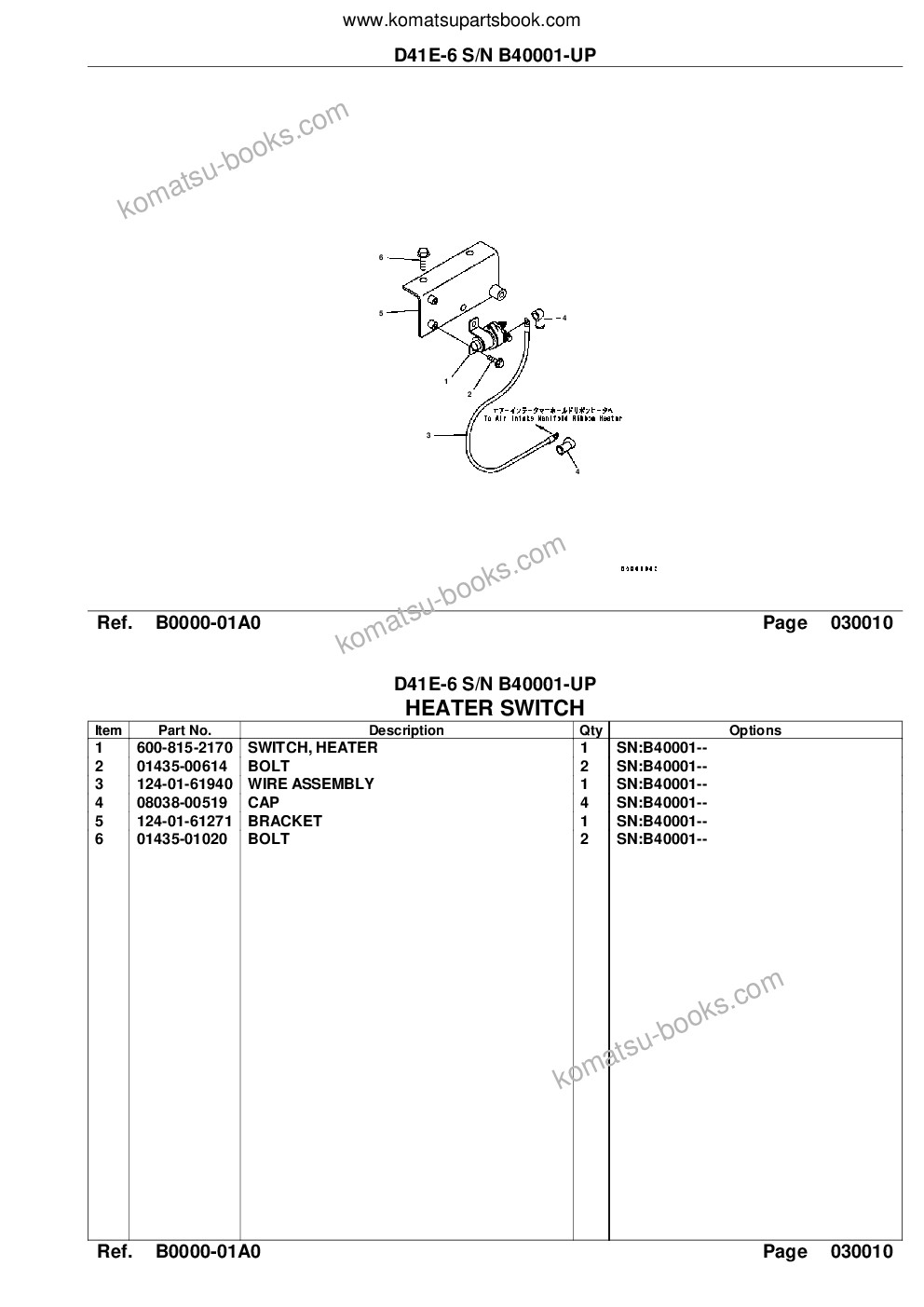 Komatsu d41e-6 s/n b40001-up Parts catalog cover Page 3 Komatsu d41e-6 s/n b40001-up Parts catalog cover Page 3