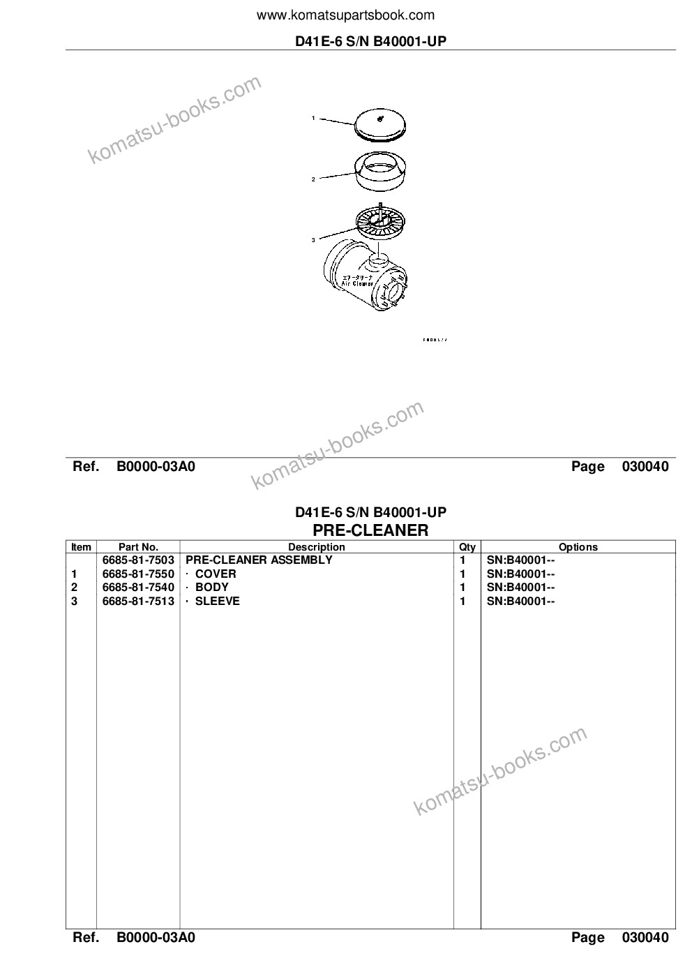 Komatsu d41e-6 s/n b40001-up Parts catalog cover Page 6 Komatsu d41e-6 s/n b40001-up Parts catalog cover Page 6
