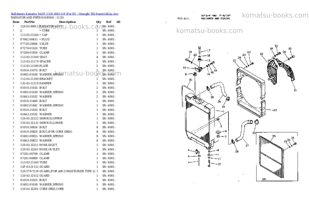 Komatsu D41P-3 S/N 6001-UP (For EU / Straight Tilt Dozer) Parts catalog cover Page 4 Komatsu D41P-3 S/N 6001-UP (For EU / Straight Tilt Dozer) Parts catalog cover Page 4