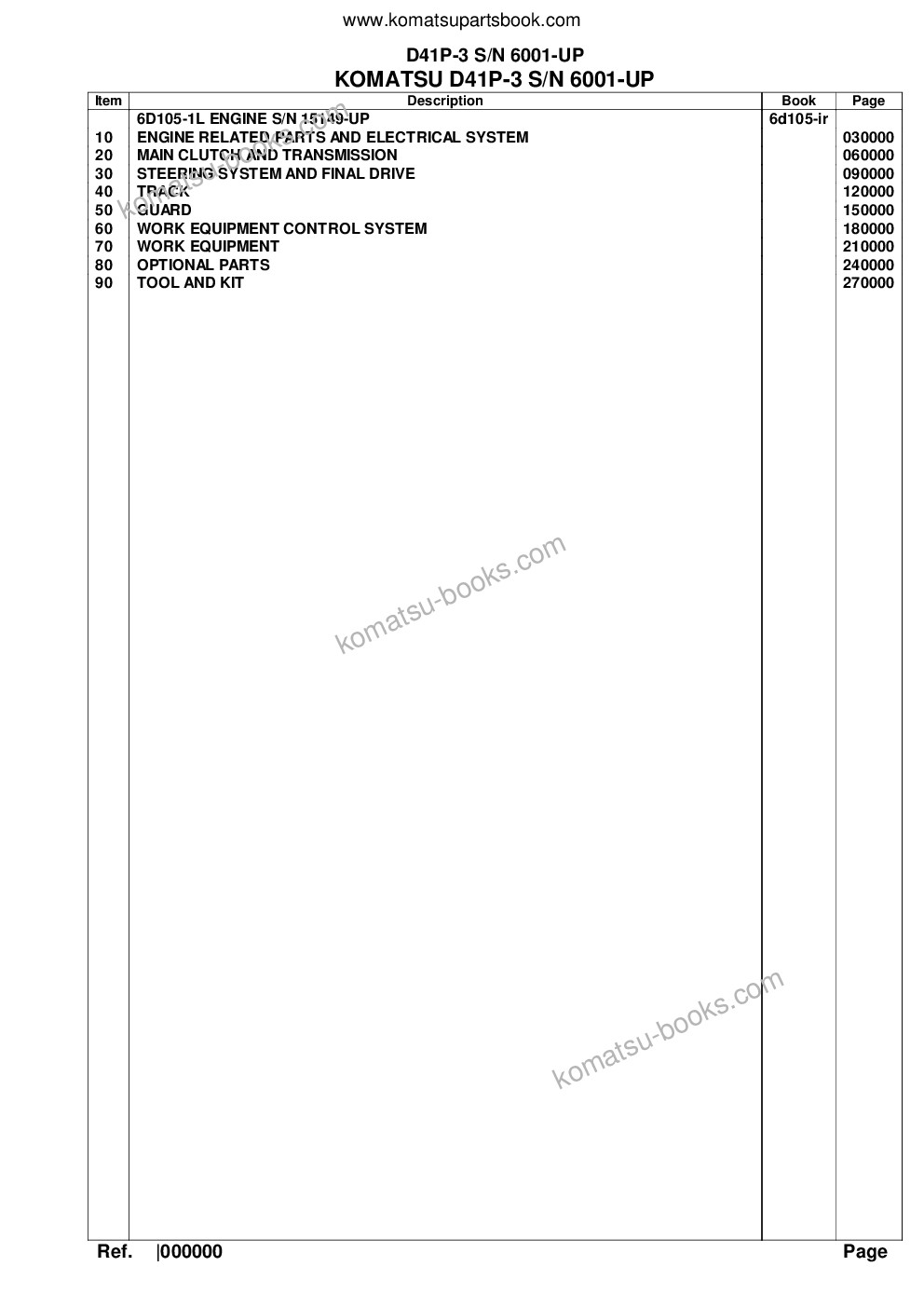 Komatsu d41p-3 s/n 6001-up Parts catalog cover Komatsu d41p-3 s/n 6001-up Parts catalog cover