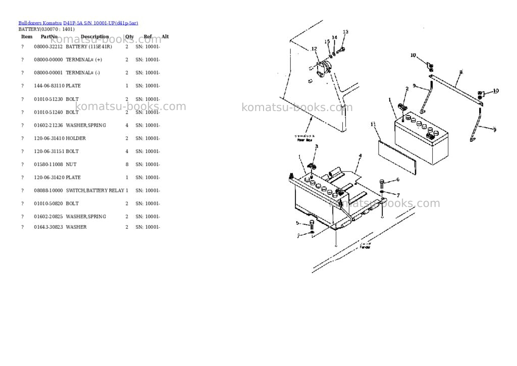 Komatsu d41p-5a s/n 10001-up Parts catalog cover Page 6