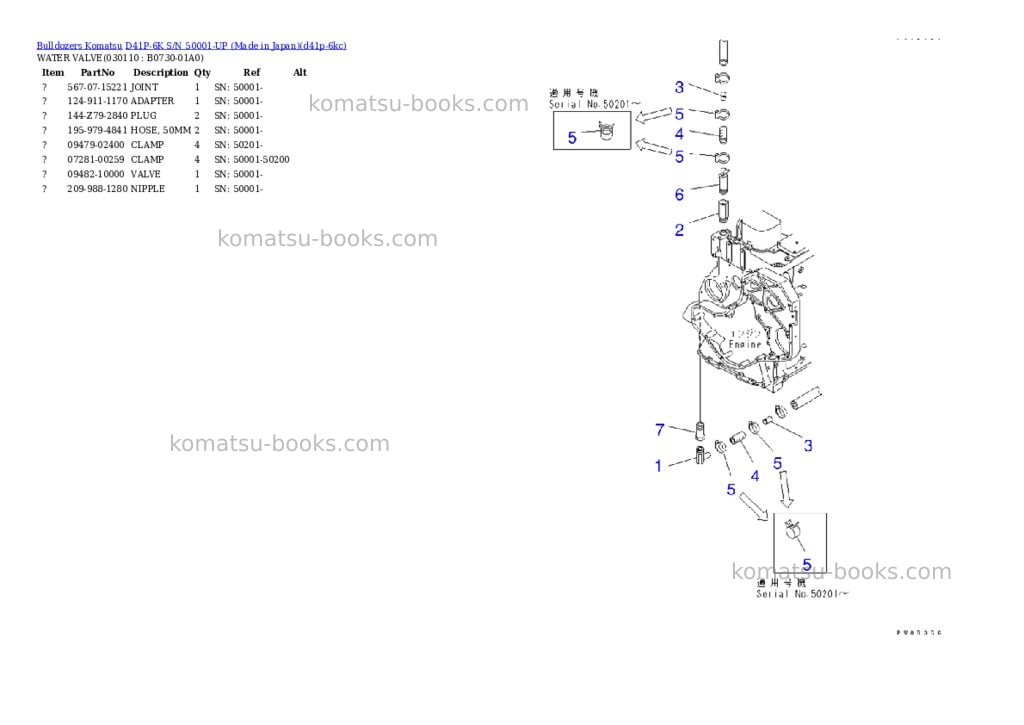 Komatsu D41P-6K S/N 50001-UP (Made in Japan) Parts catalog cover Page 10