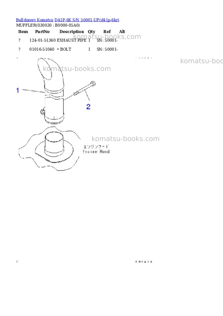Komatsu d41p-6k s/n 50001-up Parts catalog cover Page 2 Komatsu d41p-6k s/n 50001-up Parts catalog cover Page 2