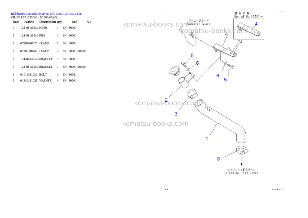 Komatsu d41p-6k s/n 50001-up Parts catalog cover Page 3 Komatsu d41p-6k s/n 50001-up Parts catalog cover Page 3