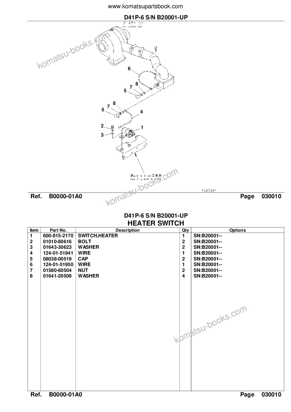 Komatsu d41p-6 s/n b20001-up Parts catalog cover Page 3 Komatsu d41p-6 s/n b20001-up Parts catalog cover Page 3