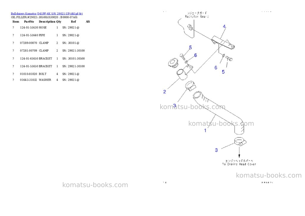 Komatsu d41pf-6k s/n 29021-up Parts catalog cover Komatsu d41pf-6k s/n 29021-up Parts catalog cover
