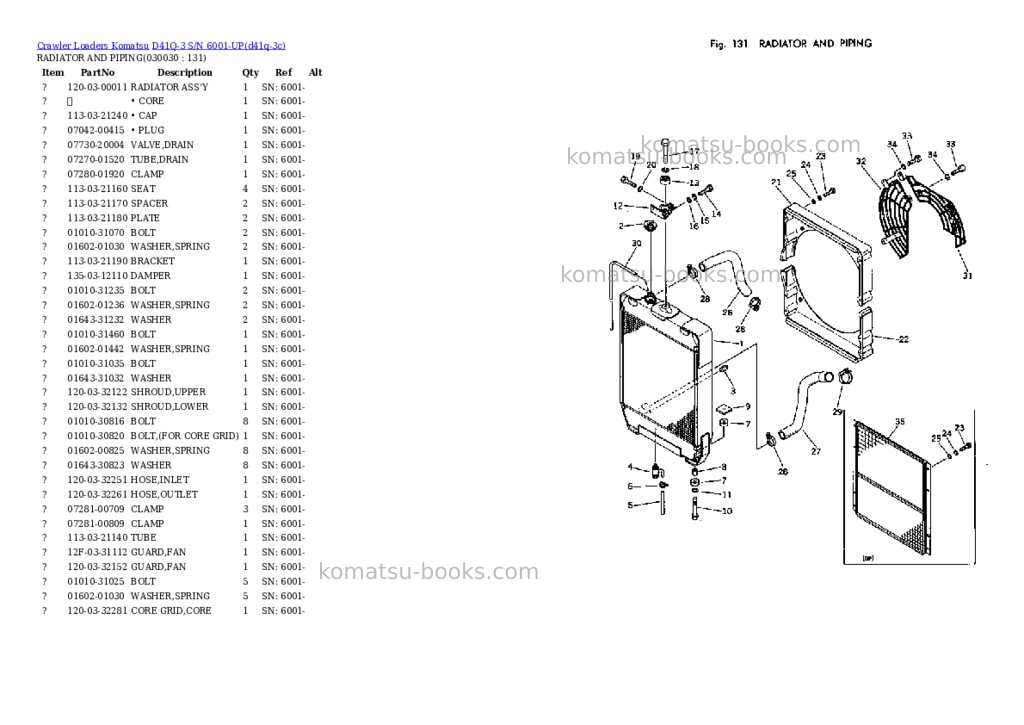 Komatsu d41q-3 s/n 6001-up Parts catalog cover Page 2 Komatsu d41q-3 s/n 6001-up Parts catalog cover Page 2