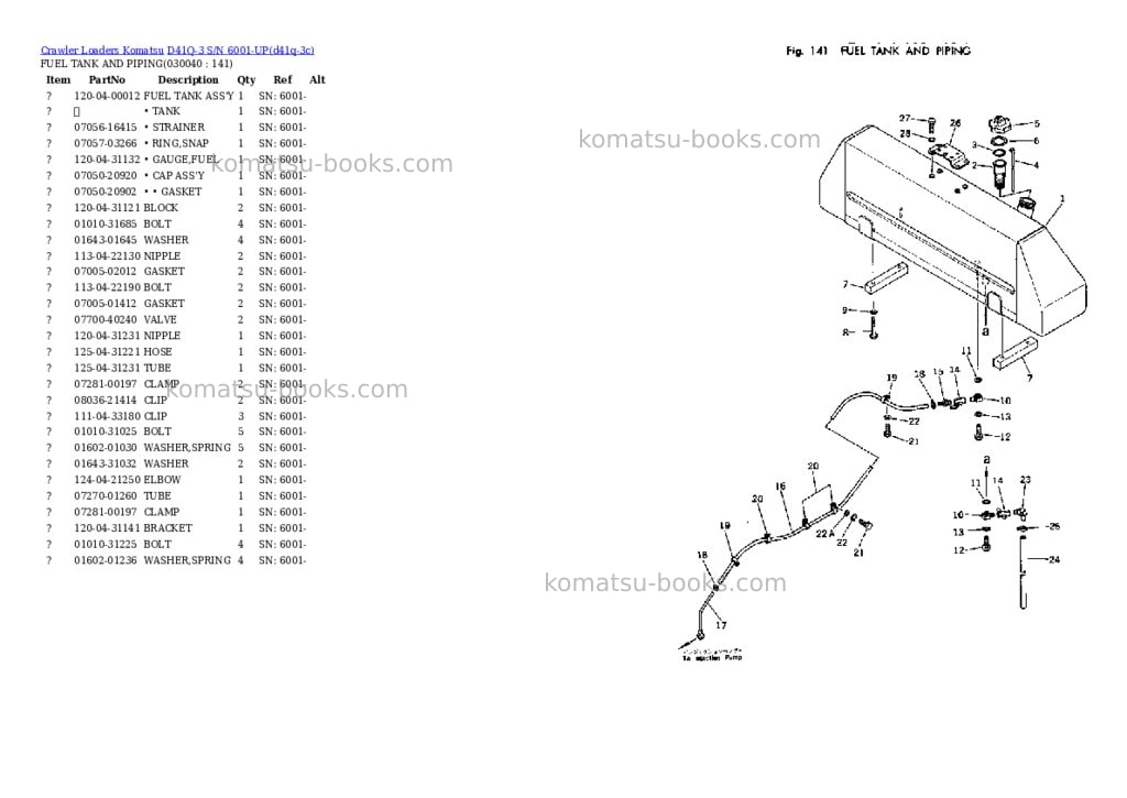 Komatsu d41q-3 s/n 6001-up Parts catalog cover Page 3 Komatsu d41q-3 s/n 6001-up Parts catalog cover Page 3