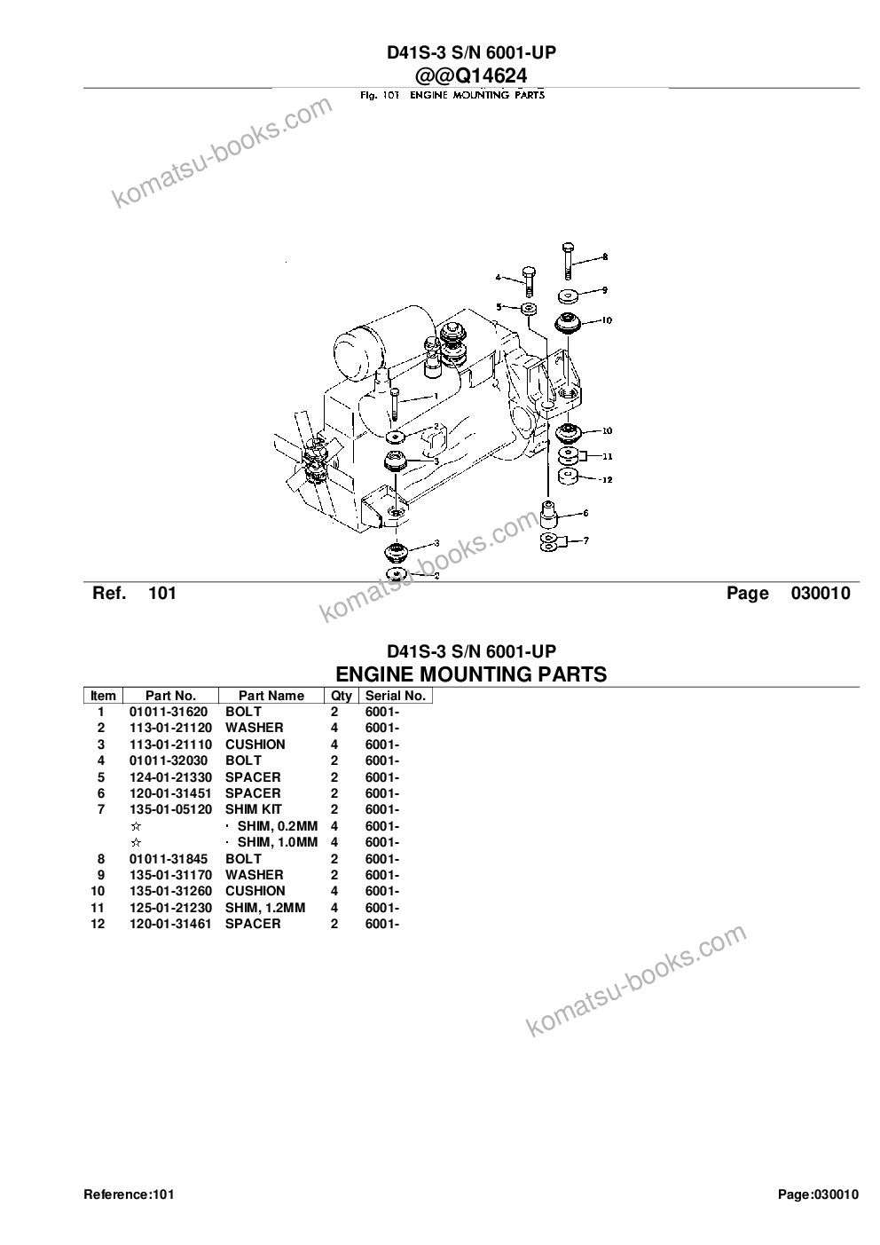 Komatsu d41s-3 s/n 6001-up Parts catalog cover Page 3