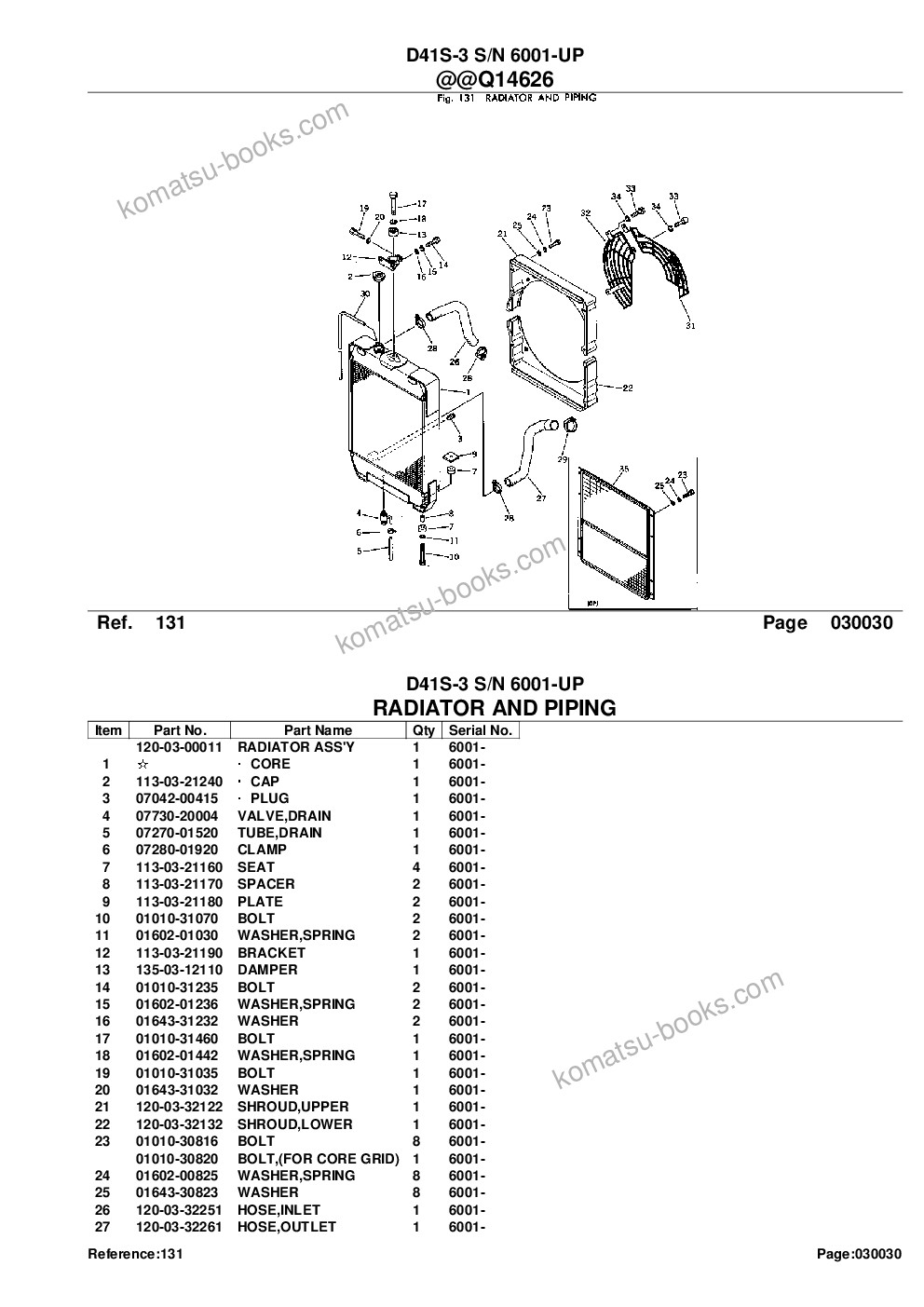 Komatsu d41s-3 s/n 6001-up Parts catalog cover Page 6