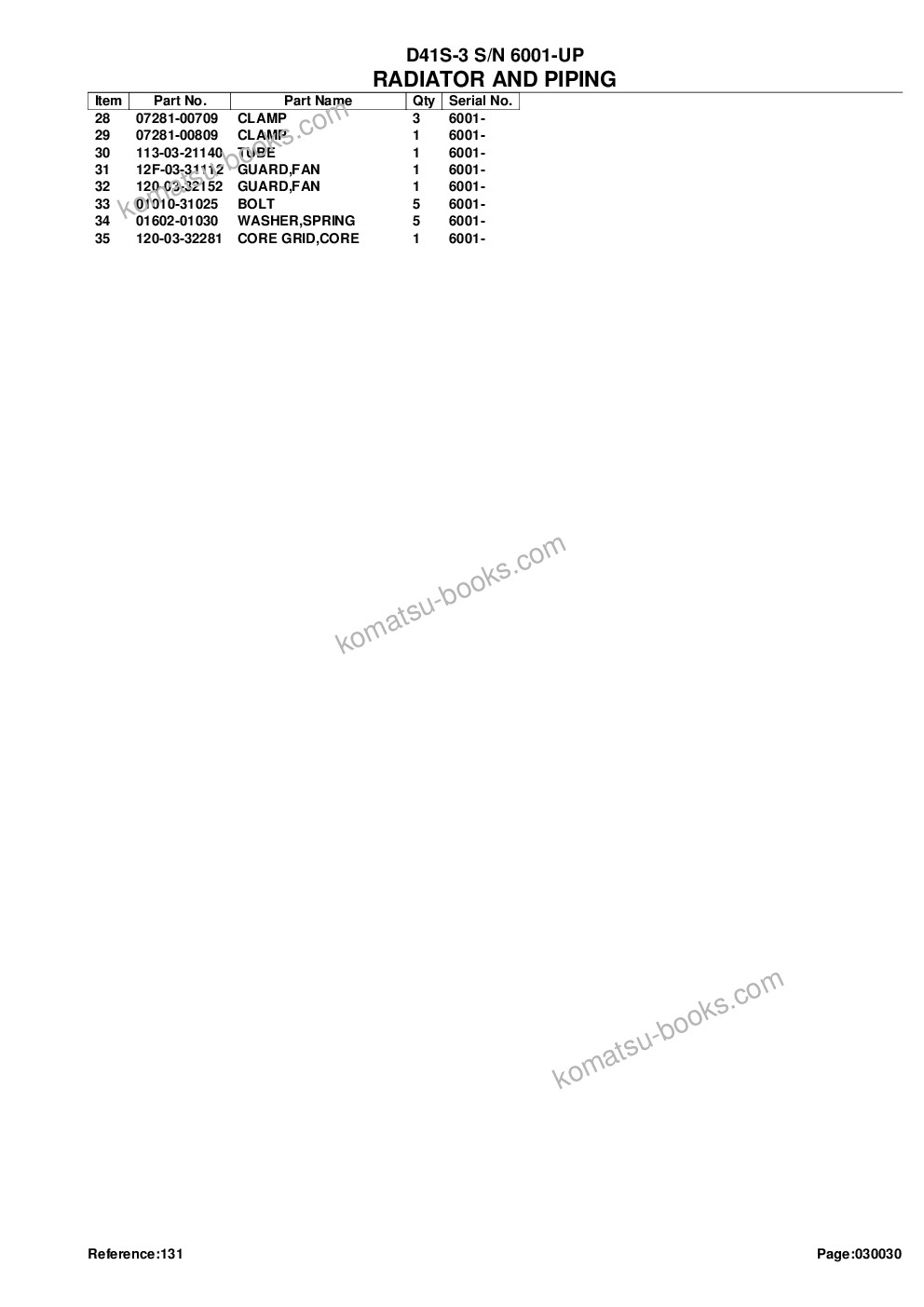 Komatsu d41s-3 s/n 6001-up Parts catalog cover Page 7