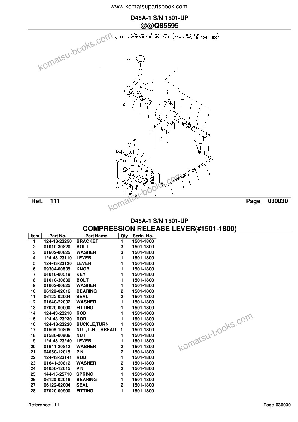 Komatsu d45a-1 s/n 1501-up Parts catalog cover Page 5