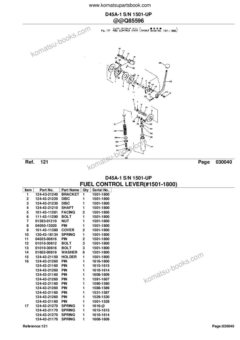 Komatsu d45a-1 s/n 1501-up Parts catalog cover Page 6