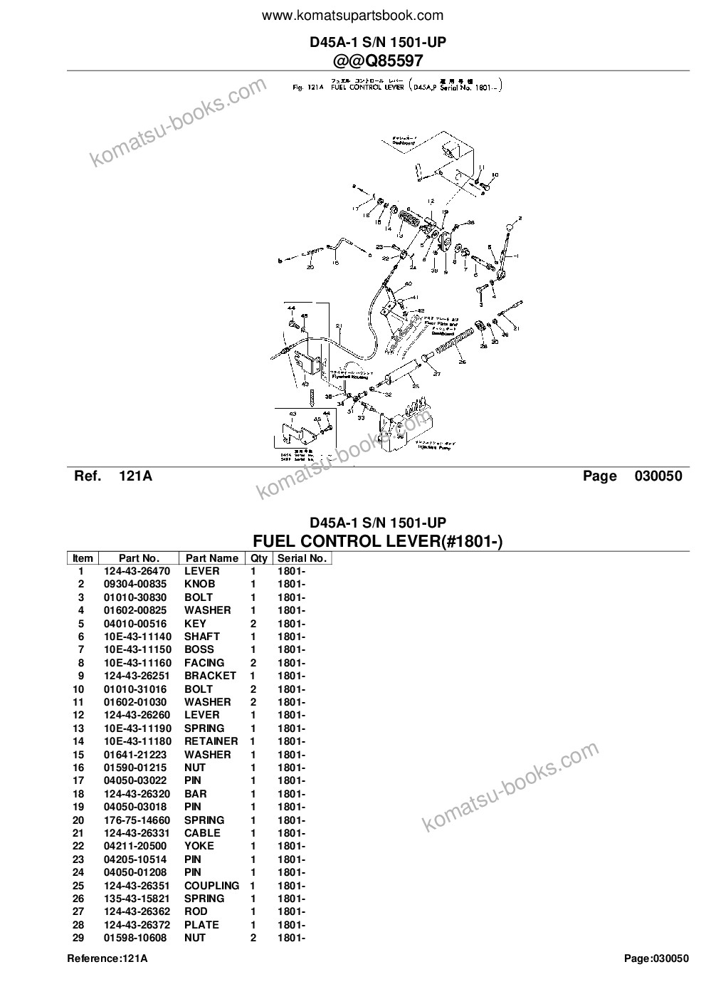 Komatsu d45a-1 s/n 1501-up Parts catalog cover Page 8