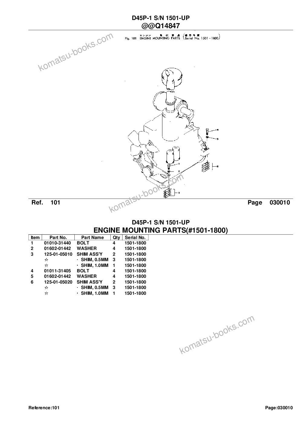 Komatsu d45p-1 s/n 1501-up Parts catalog cover Page 3
