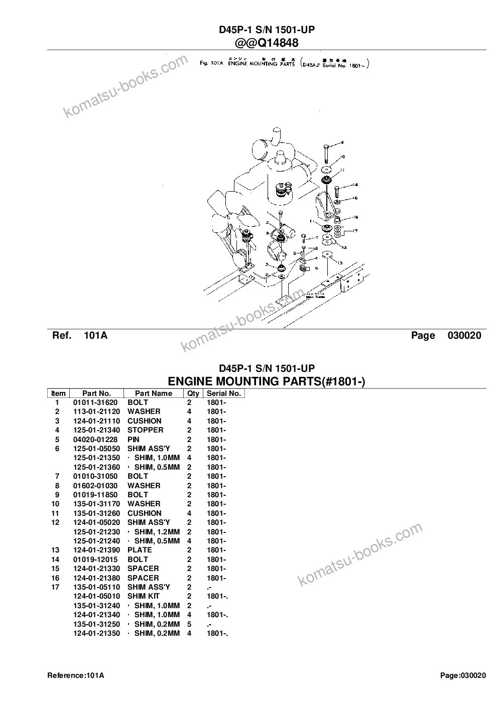 Komatsu d45p-1 s/n 1501-up Parts catalog cover Page 4