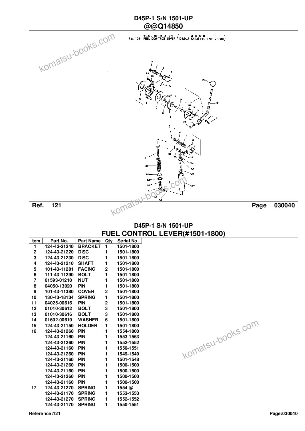 Komatsu d45p-1 s/n 1501-up Parts catalog cover Page 6