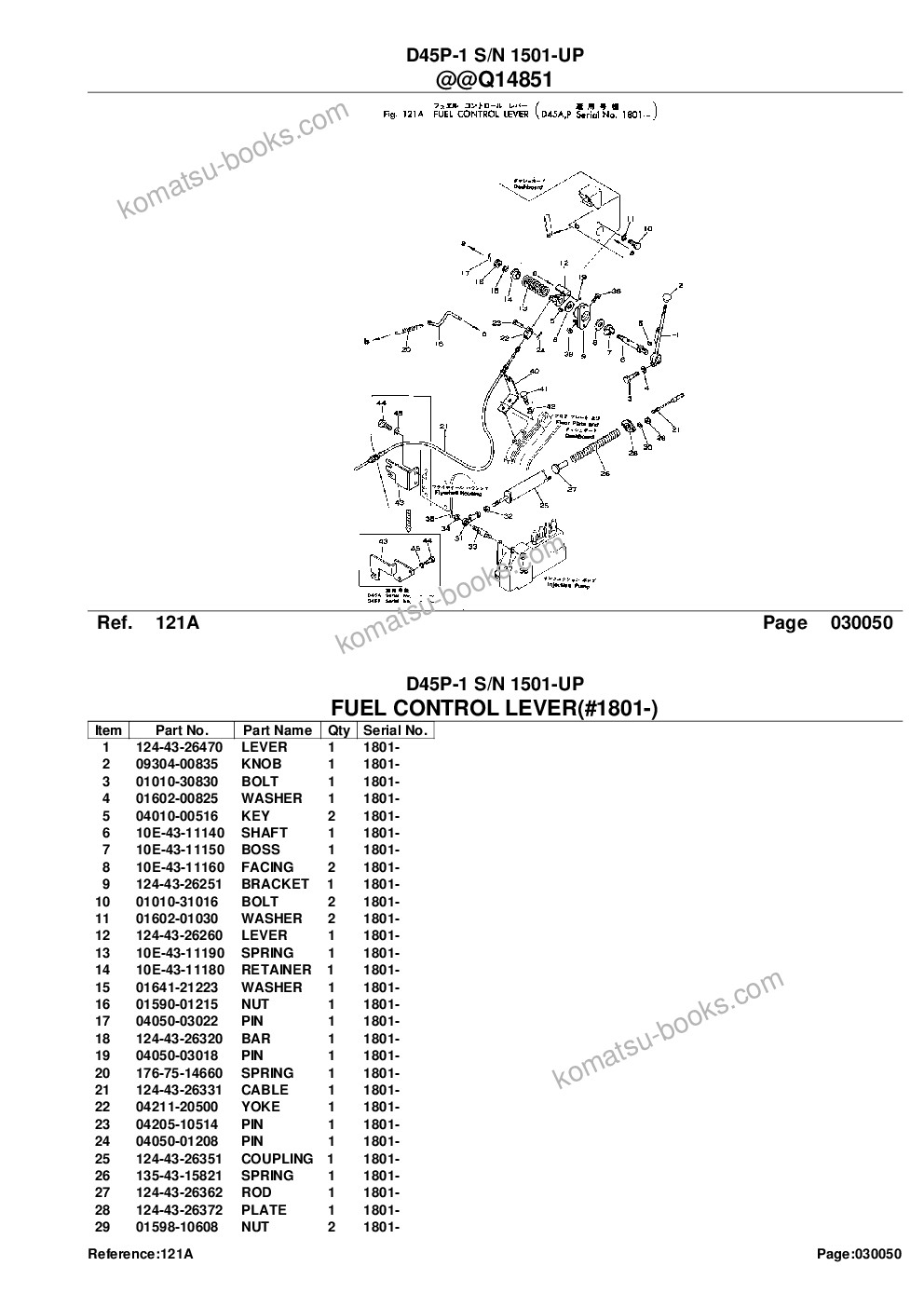 Komatsu d45p-1 s/n 1501-up Parts catalog cover Page 8