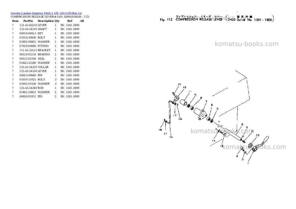 Komatsu d45s-1 s/n 1501-up Parts catalog cover Page 2