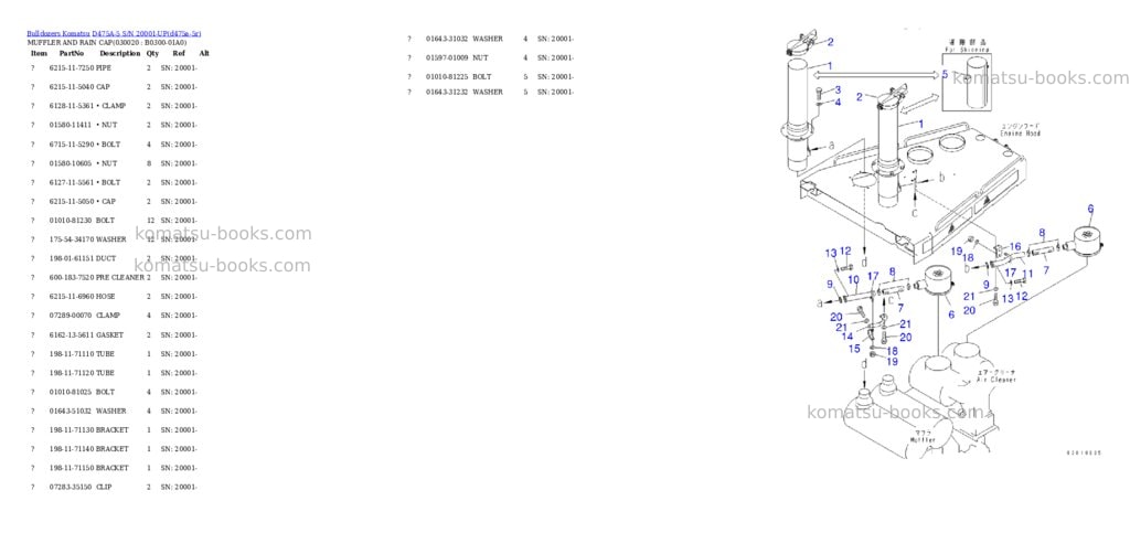 Komatsu D475A-5 S/N 20001-UP Parts catalog cover Komatsu D475A-5 S/N 20001-UP Parts catalog cover