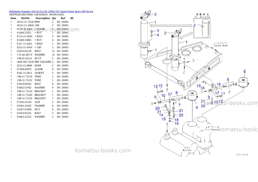 Komatsu d475a-5a s/n 20001-up super dozer spec. Parts catalog cover Komatsu d475a-5a s/n 20001-up super dozer spec. Parts catalog cover