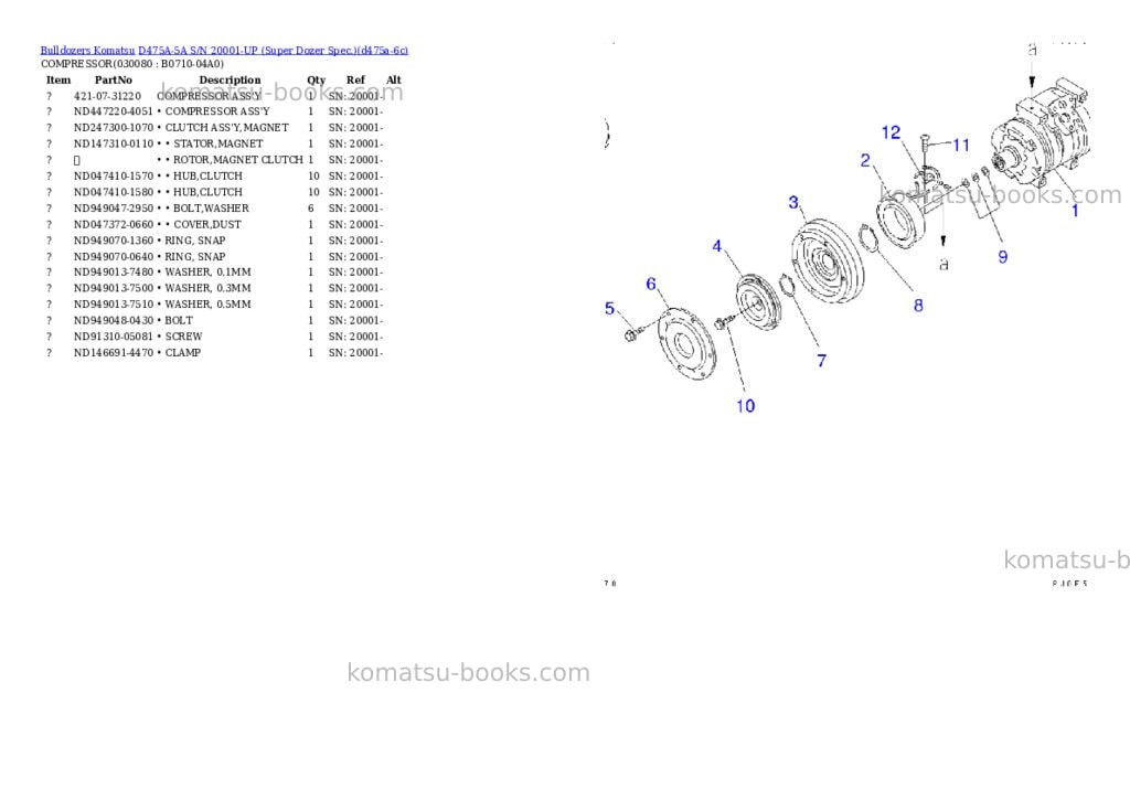 Komatsu d475a-5a s/n 20001-up super dozer spec. Parts catalog cover Page 7 Komatsu d475a-5a s/n 20001-up super dozer spec. Parts catalog cover Page 7