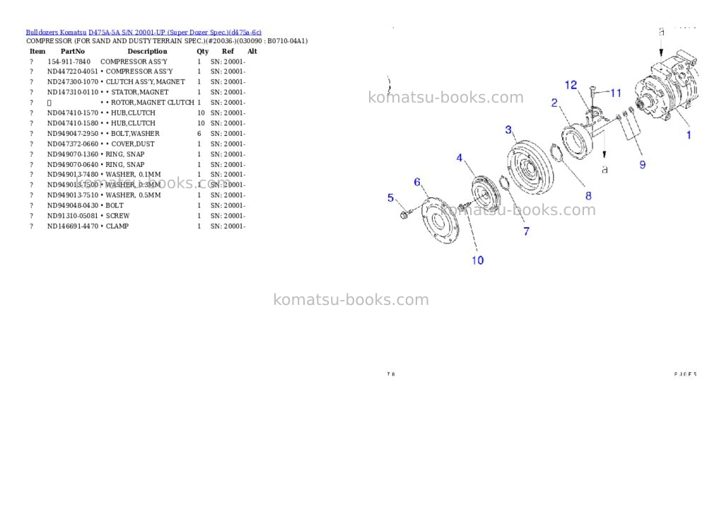 Komatsu d475a-5a s/n 20001-up super dozer spec. Parts catalog cover Page 8 Komatsu d475a-5a s/n 20001-up super dozer spec. Parts catalog cover Page 8