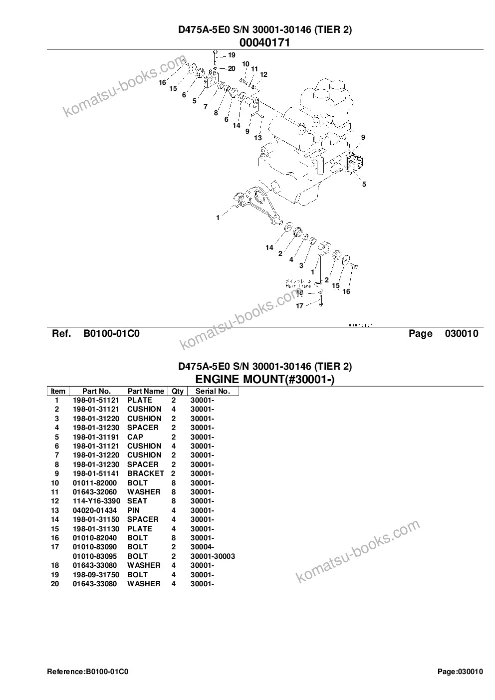 Komatsu d475a-5e0 s/n 30001-30146 tier 2 Parts catalog cover Page 3