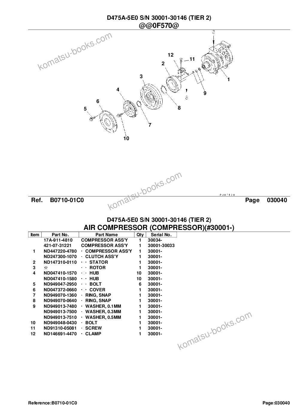 Komatsu d475a-5e0 s/n 30001-30146 tier 2 Parts catalog cover Page 7