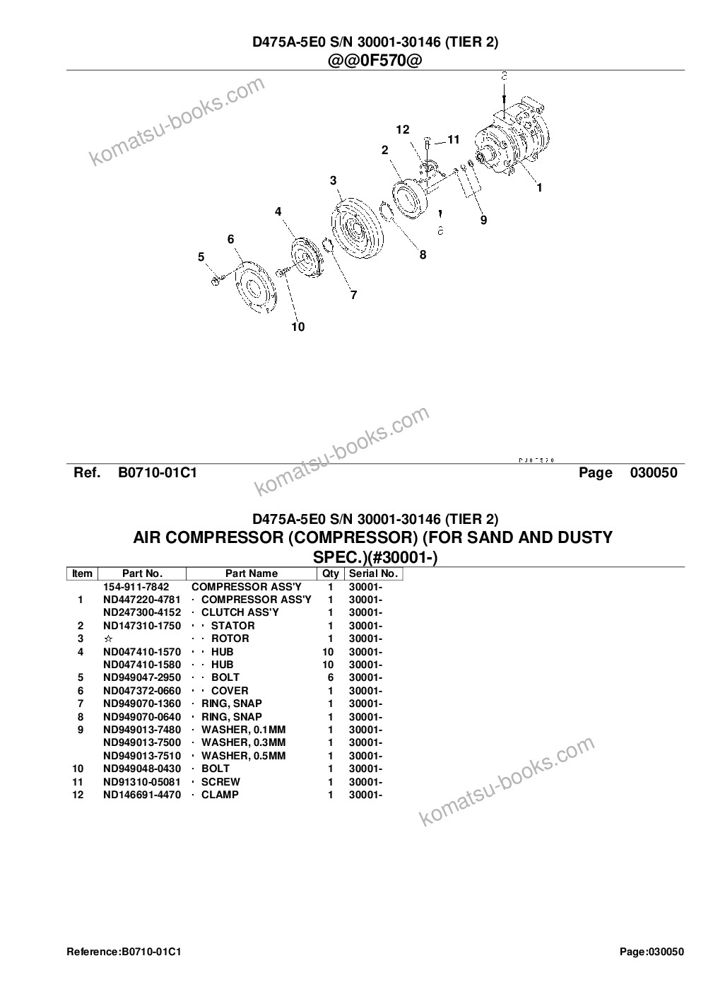 Komatsu d475a-5e0 s/n 30001-30146 tier 2 Parts catalog cover Page 8