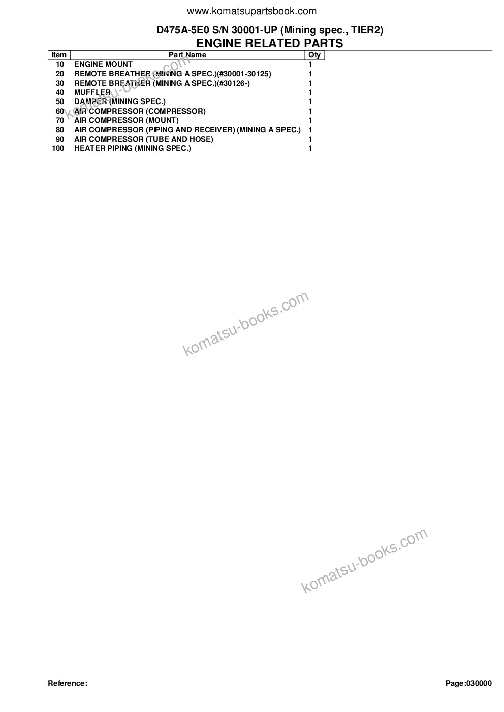Komatsu d475a-5e0 s/n 30001-30146 mining spec., tier2 Parts catalog cover Page 2