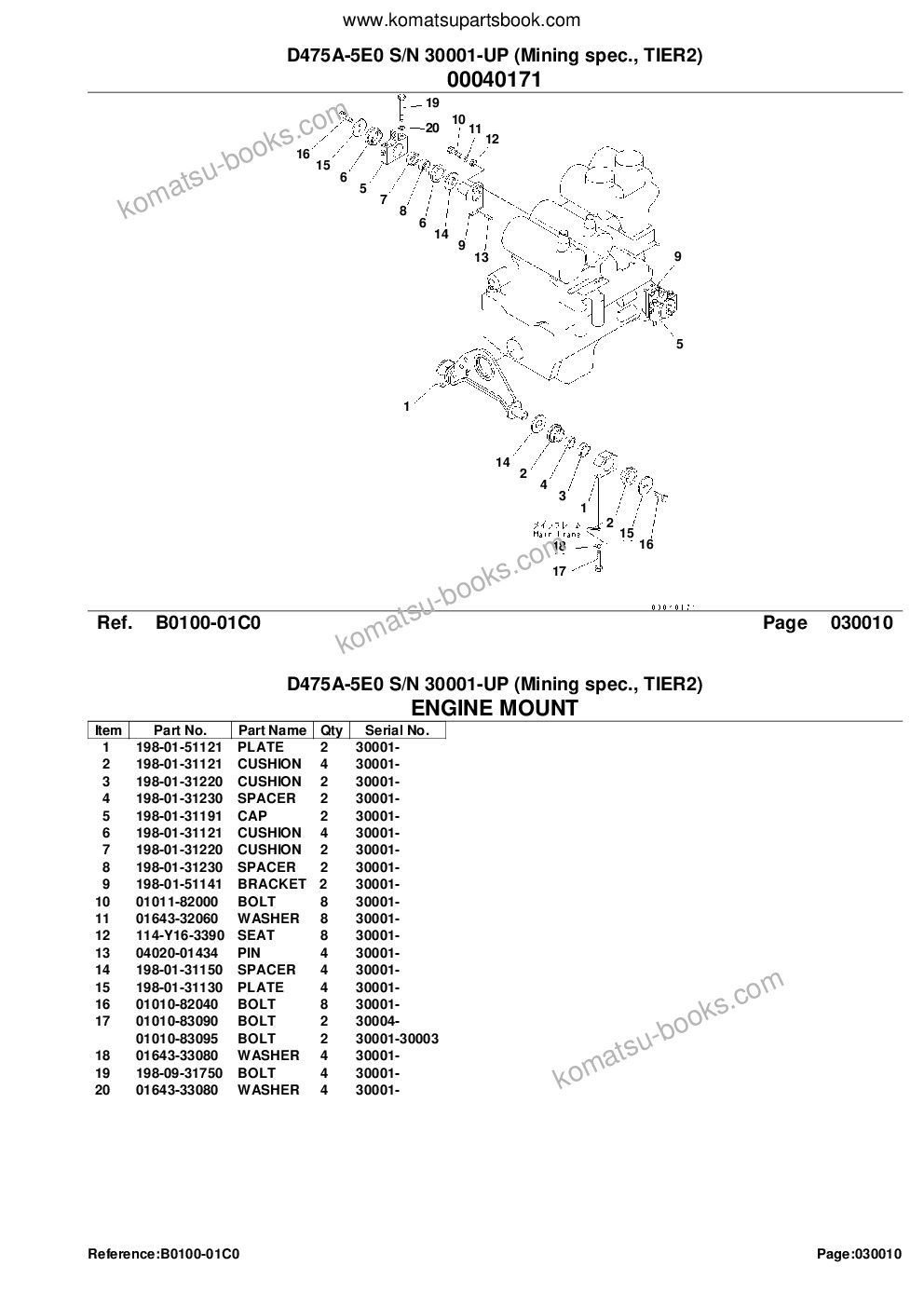 Komatsu d475a-5e0 s/n 30001-30146 mining spec., tier2 Parts catalog cover Page 3