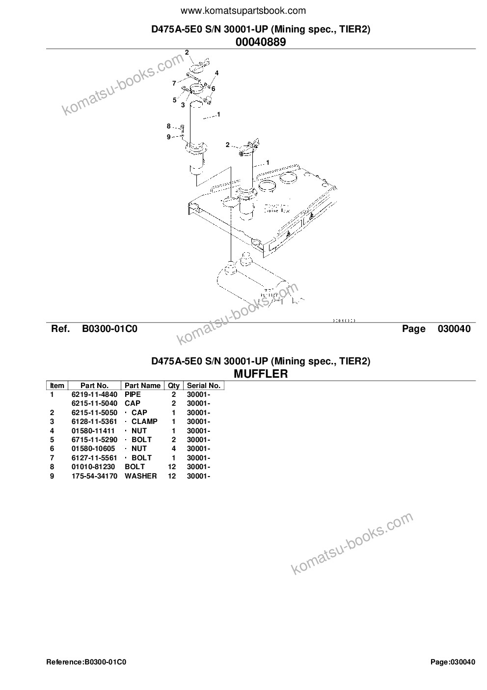 Komatsu d475a-5e0 s/n 30001-30146 mining spec., tier2 Parts catalog cover Page 6
