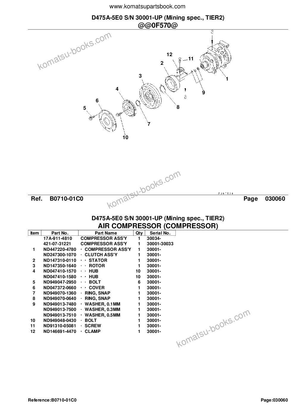 Komatsu d475a-5e0 s/n 30001-30146 mining spec., tier2 Parts catalog cover Page 9