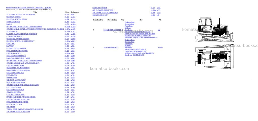 Komatsu d500e turbo s/n 336420001 - up Parts catalog cover