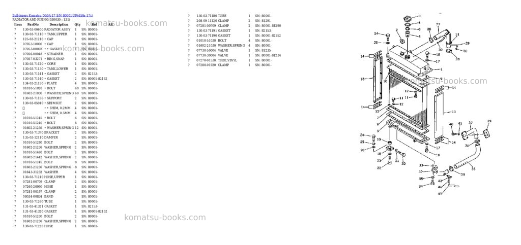 Komatsu D50A-17 S/N 80001-UP Parts catalog cover Page 2